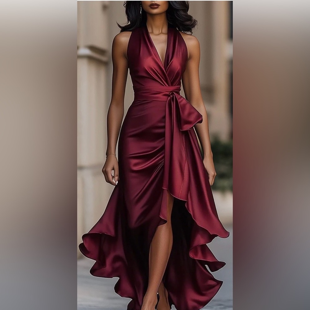Elegant Burgundy Evening Gown